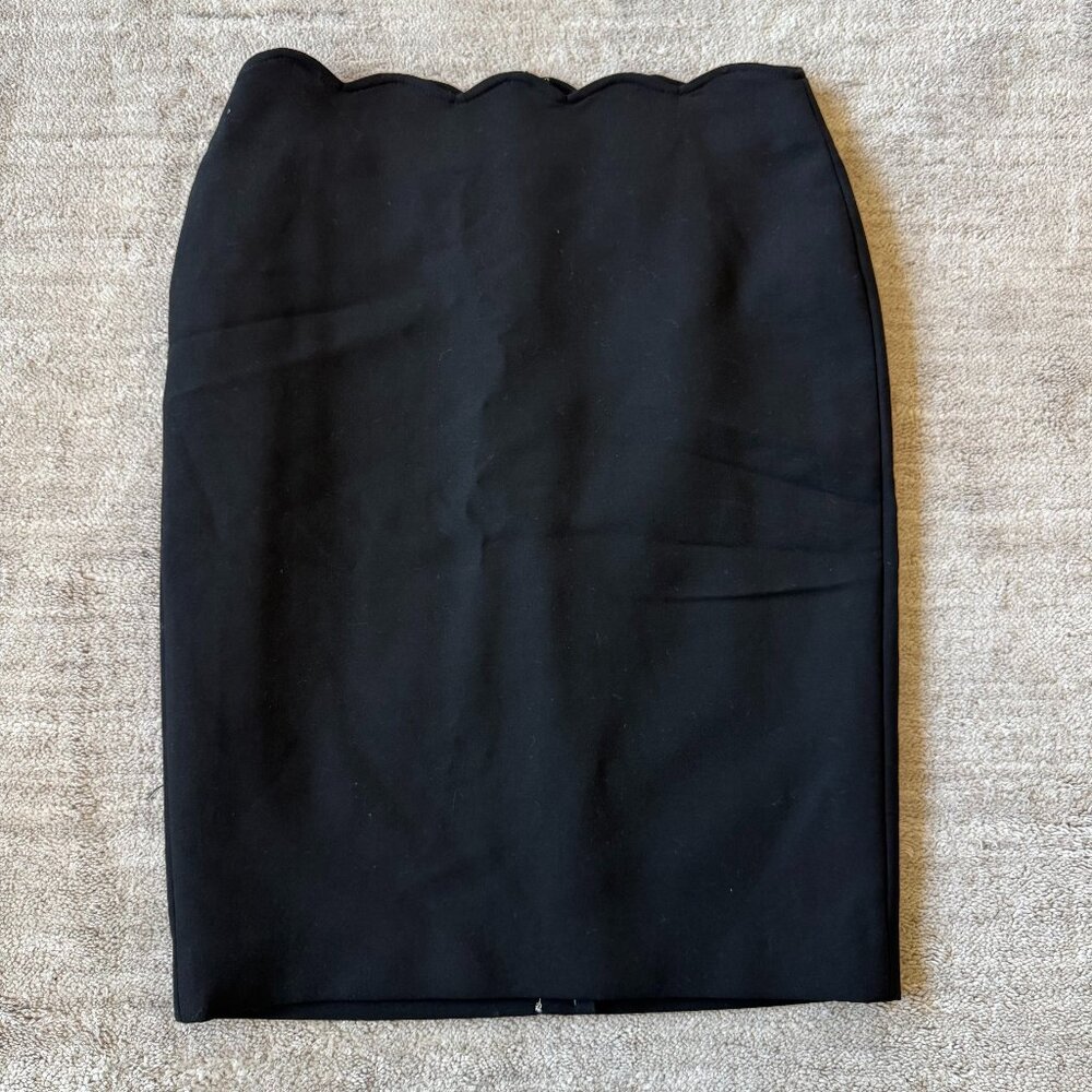 Ann Taylor Black Scalloped Waist Pencil Skirt NWT